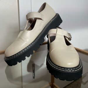 White Mary Jane platforms, size 7